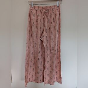 Vintage Printed Floral Pink Women's Pajama Pants XS Small